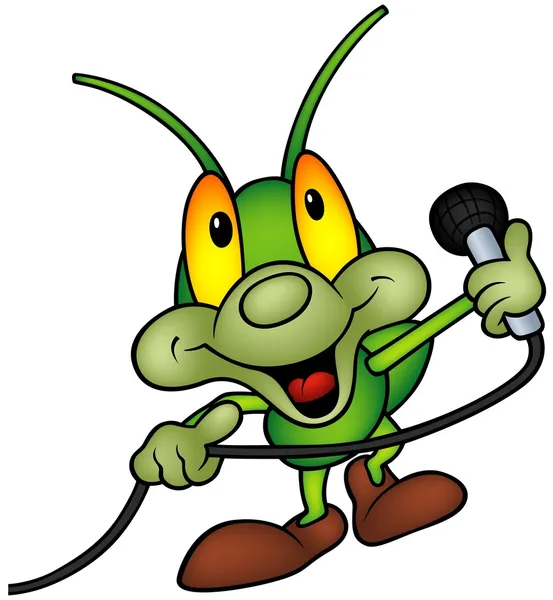 Happy Green Bug DJ — Stock Vector