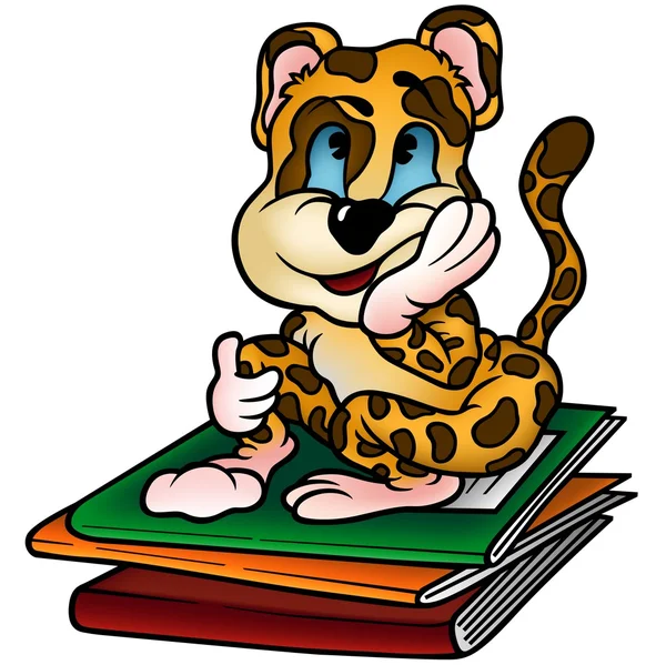 Leopard and Workbooks — Stock Vector