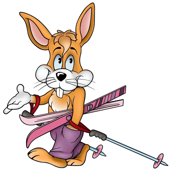 兔子的滑雪者 — 图库矢量图片