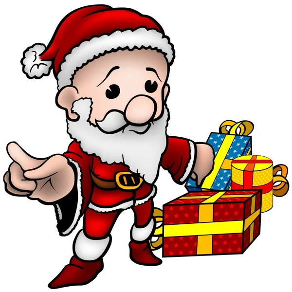 Santa Claus and Gifts — Stock Vector