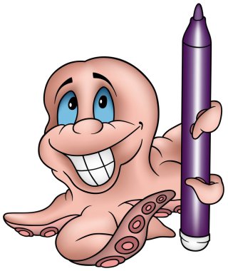 Octopus and Marker clipart