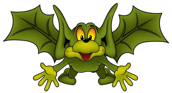 녹색 박쥐 비행 — 스톡 벡터