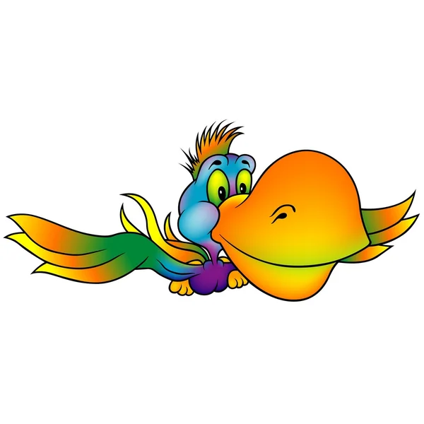 Regenboog vliegende parrot — Stockvector