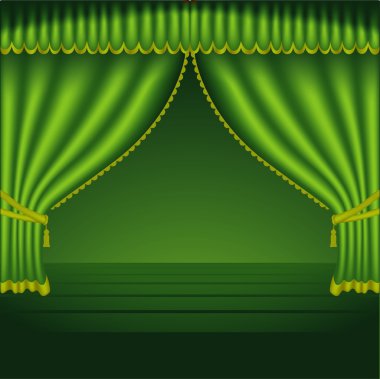 Green Theater Curtain clipart