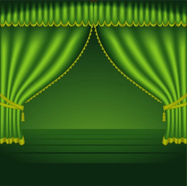 Зеленый театральный занавес — стоковый вектор