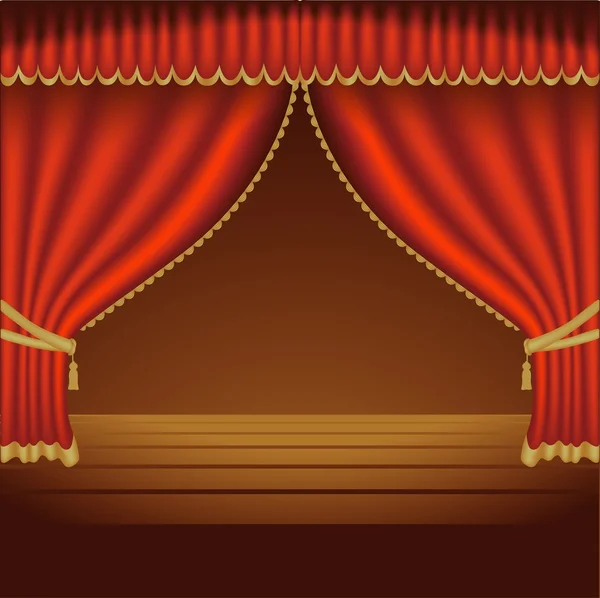 Rode theater gordijn — Stockvector