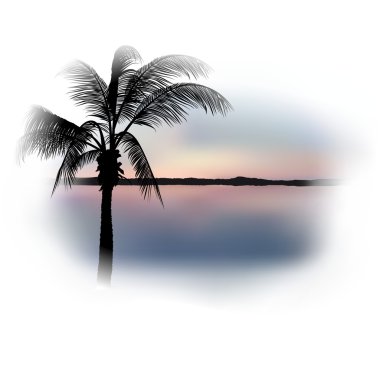 Palm Silhouette and Island clipart