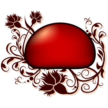 Red Floral Banner clipart