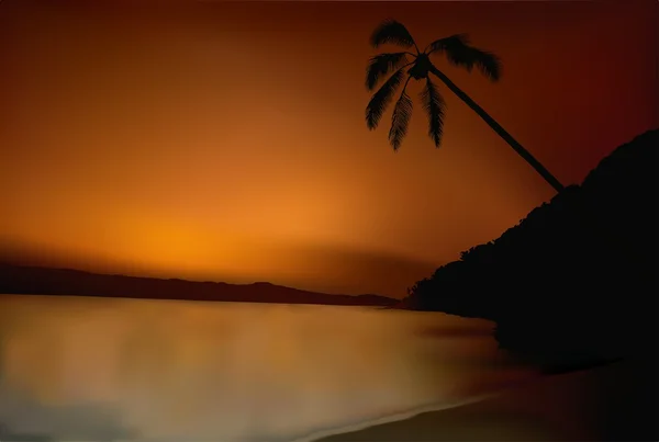 日没とビーチ — ストックベクタ