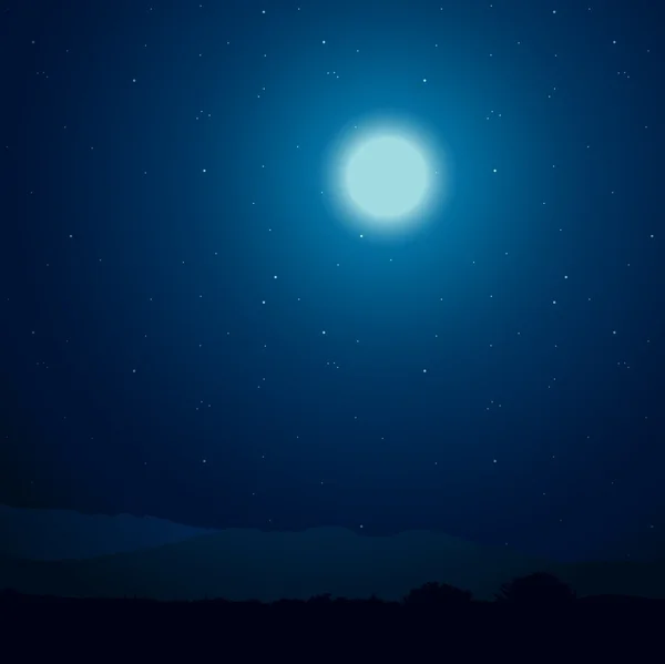 Ciel nocturne et montagnes — Image vectorielle