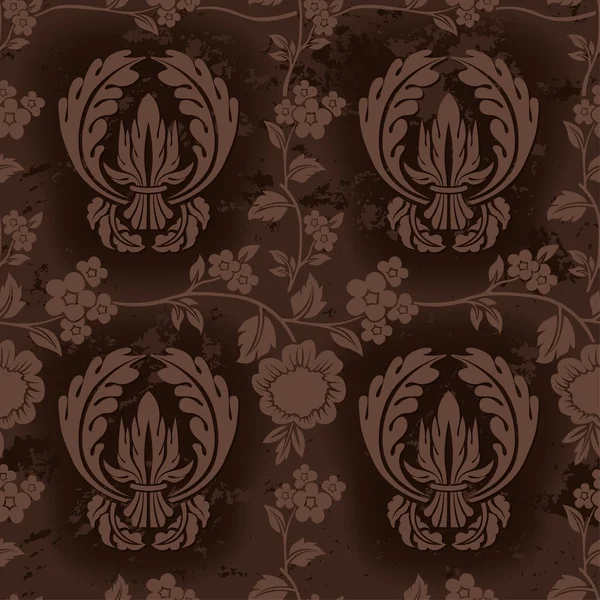 Dark Brown Floral Pattern — Stock Vector