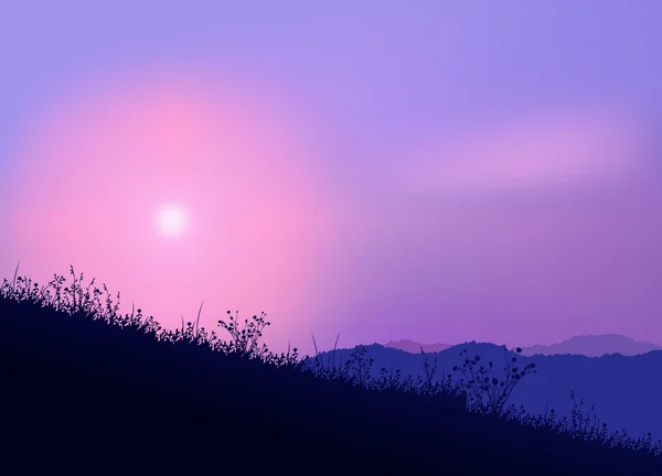 Mountain Meadow et Sunrise — Image vectorielle