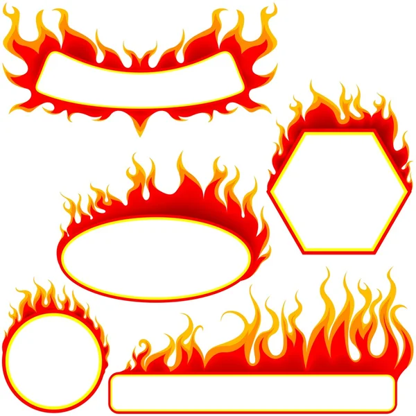 Ensemble de bannières de feu — Image vectorielle