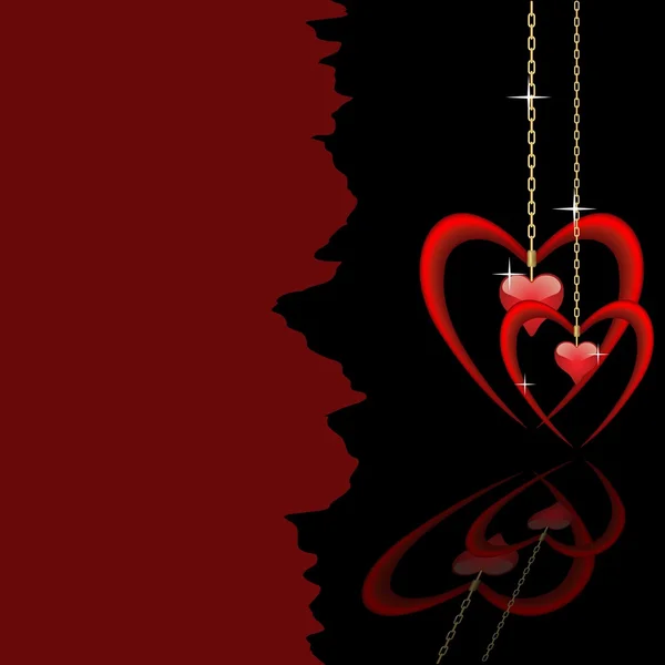 Hanging Valentine Hearts — Stock Vector