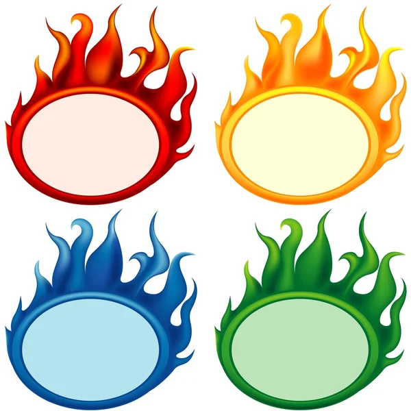 Banners ovales de fuego — Archivo Imágenes Vectoriales