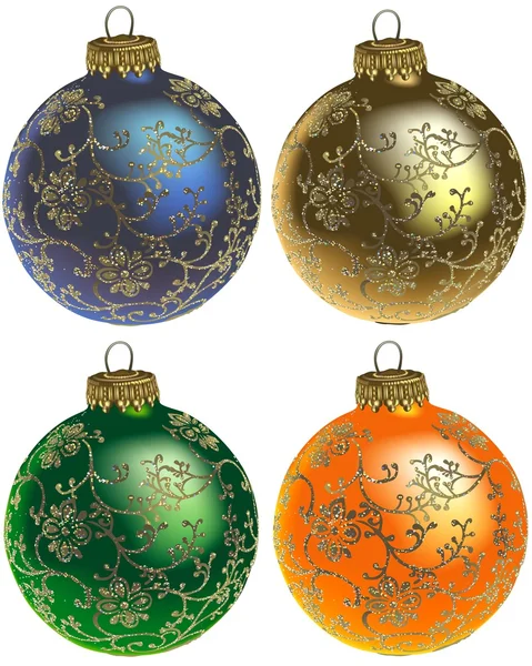 Рождественские балы с цветами — стоковый вектор
