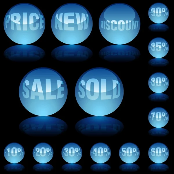 Esferas de vidrio azul — Vector de stock