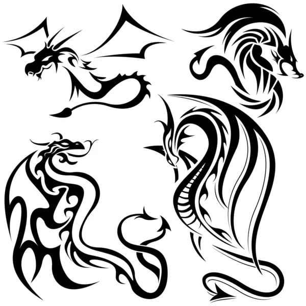 Tetování draci — Stockový vektor