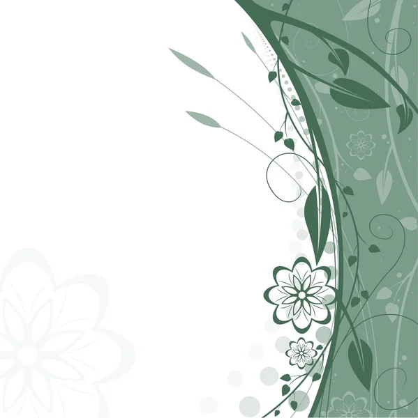绿色花卉和鲜花 — 图库矢量图片