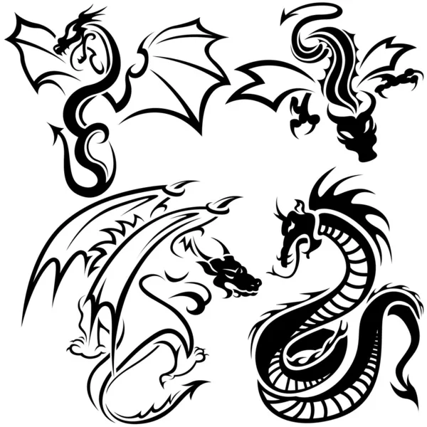 Tattoo Dragons — Stock Vector
