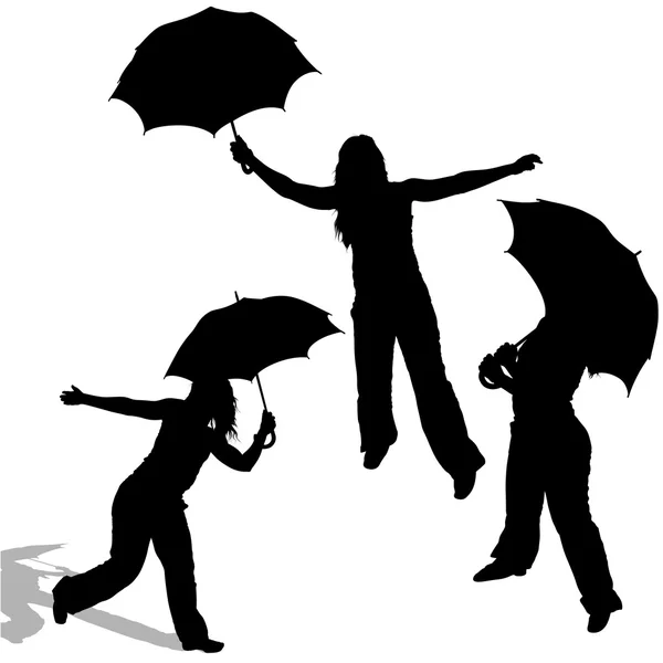 Girl with Umbrella — Stock Vector