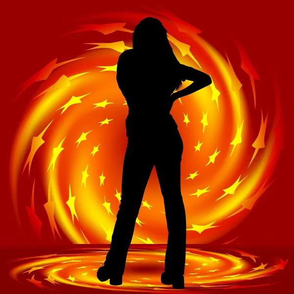 Girl and Fire Twirl — Stock Vector