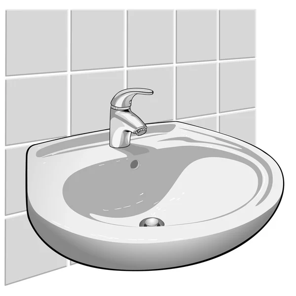 Robinet et lavabo — Image vectorielle