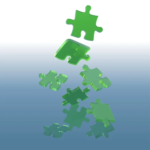 녹색 떨어지는 퍼즐 — 스톡 벡터