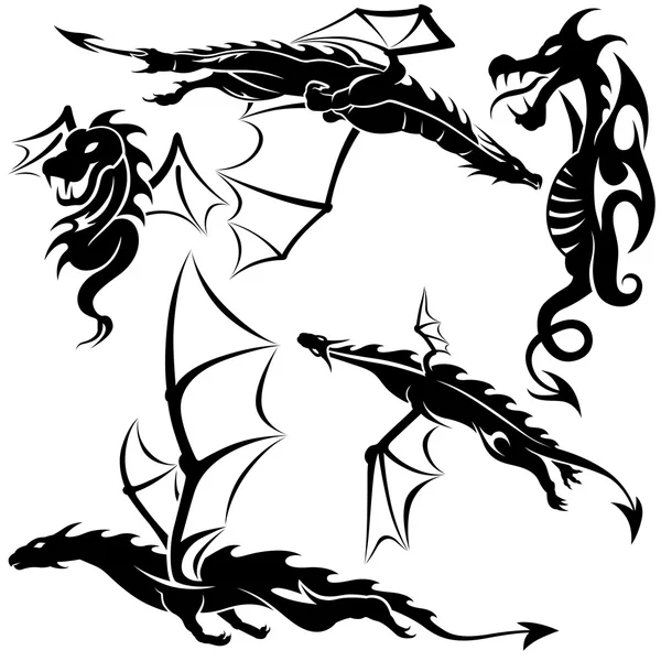 Dragones de tatuaje — Vector de stock