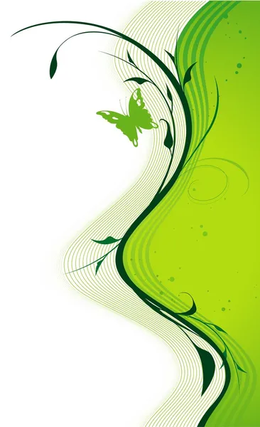 緑の波線花 — ストックベクタ