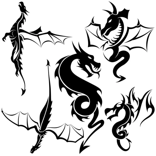 Tattoo draken — Stockvector