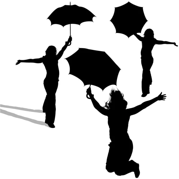 Girl and Umbrella — Stock Vector