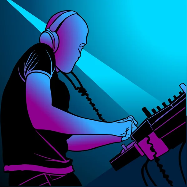Disc jockey mélange de musique — Image vectorielle