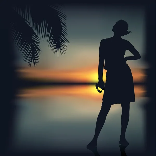 Дівчина і тропічного сонця — стоковий вектор