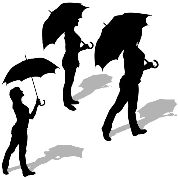 Girl Standing under Umbrella — Stock Vector