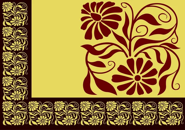 茶色の花のボーダー — ストックベクタ