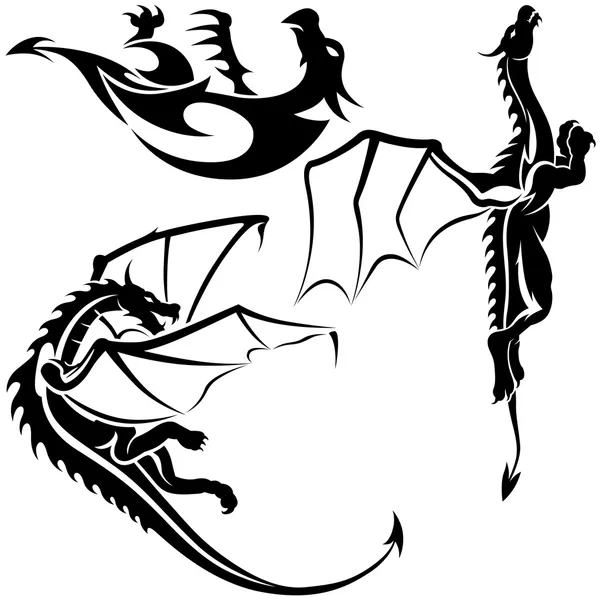 Tätowierte Drachen — Stockvektor