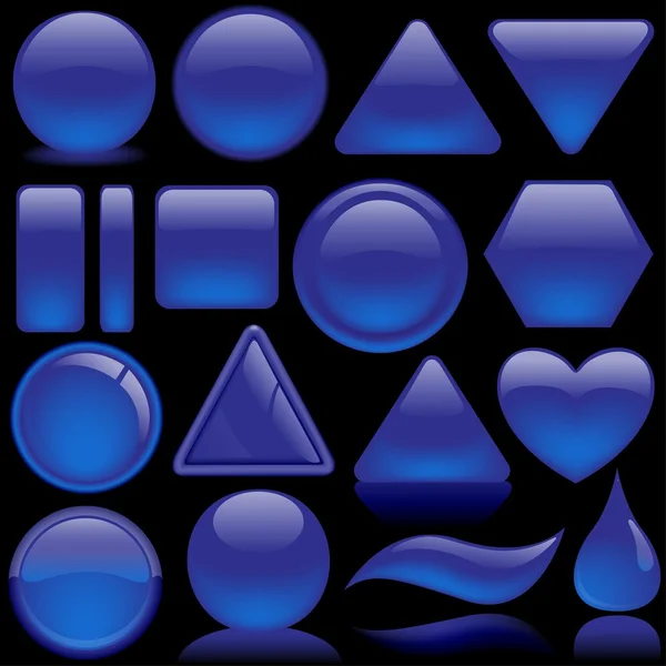 Bottoni di vetro blu — Vettoriale Stock