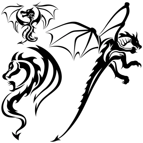Tattoo draken — Stockvector