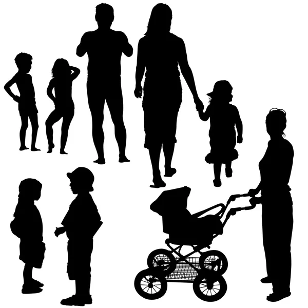 Family Silhouettes — Stock Vector