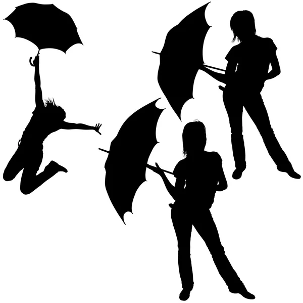 Girl Posing with Umbrella — Stock Vector