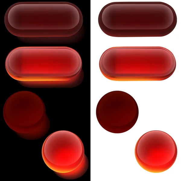 Botões de vidro vermelho — Vetor de Stock