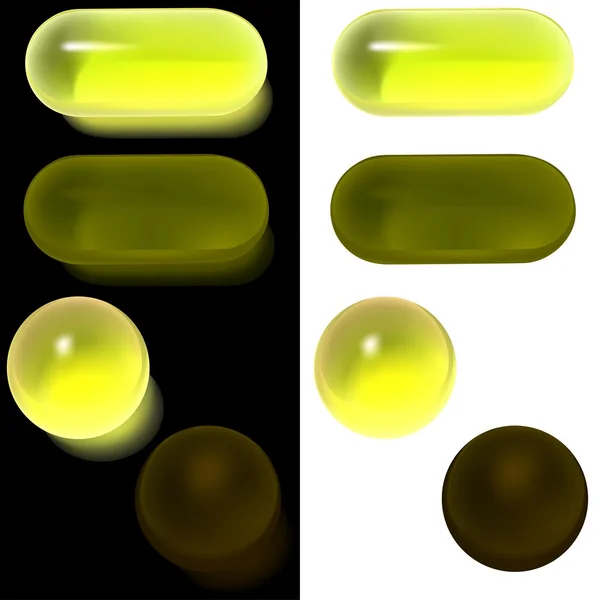Botões de vidro amarelo — Vetor de Stock