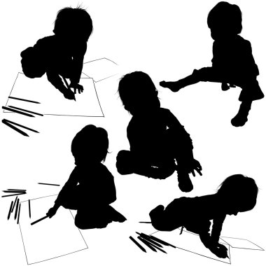 Baby with Pencils clipart