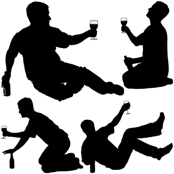 喝酒的男人 — 图库矢量图片