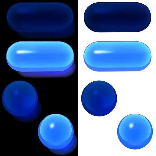青いガラス ボタン — ストックベクタ