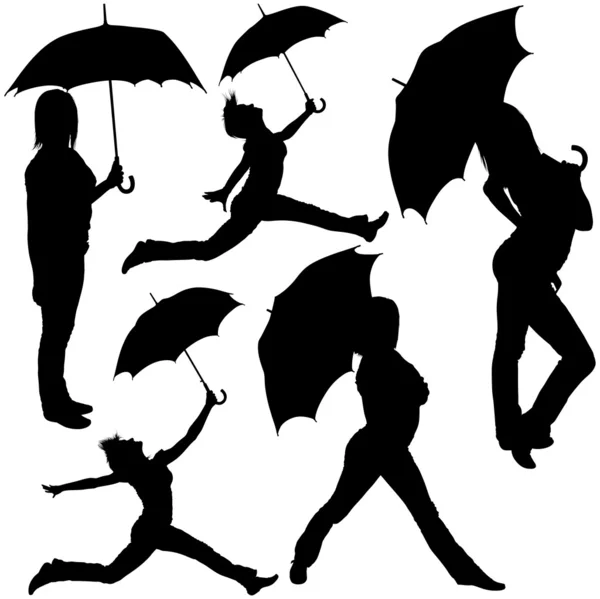 Girl Posing with Umbrella — Stock Vector