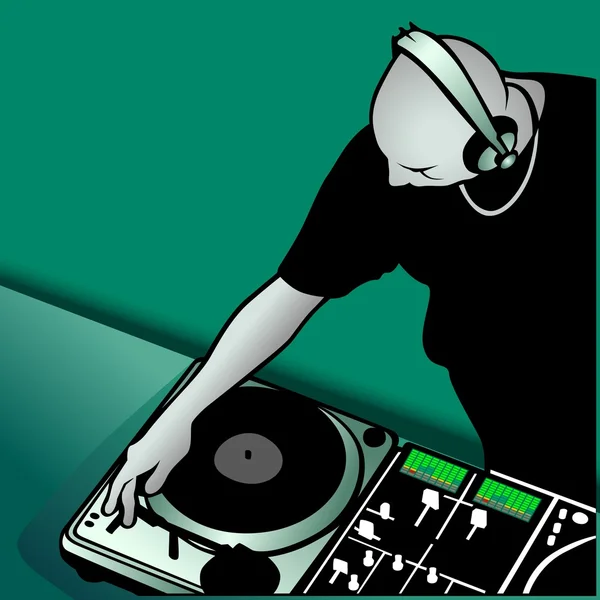 DJ mischt Musik auf — Stockvektor