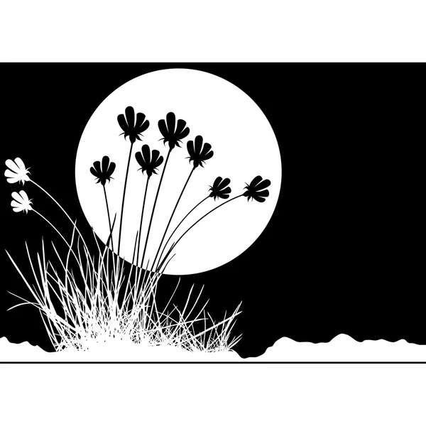 Трави і місяця — стоковий вектор