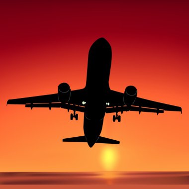 Takeoff at Sunset clipart